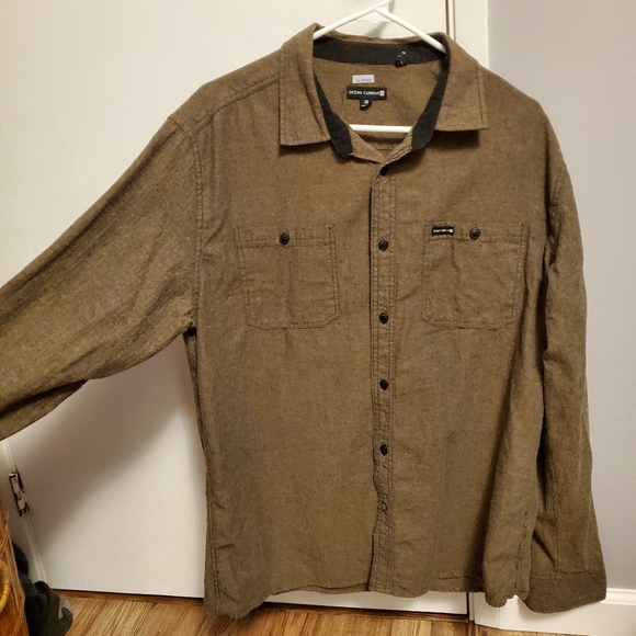 Brown/Olive Herringbone Button Down - Picture 1 of 4